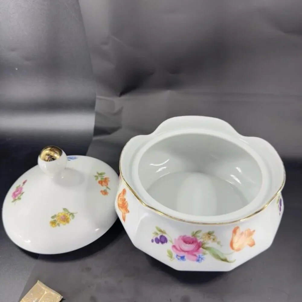 JL Menau Graf Von Henneberg Fine Porcelain Canister Jar Large‎ Sugar Bowl W Lid